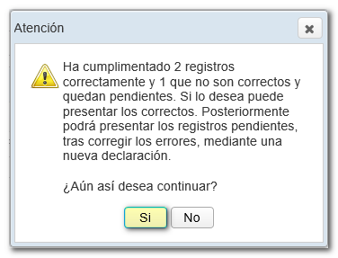 Presentar registros correctos