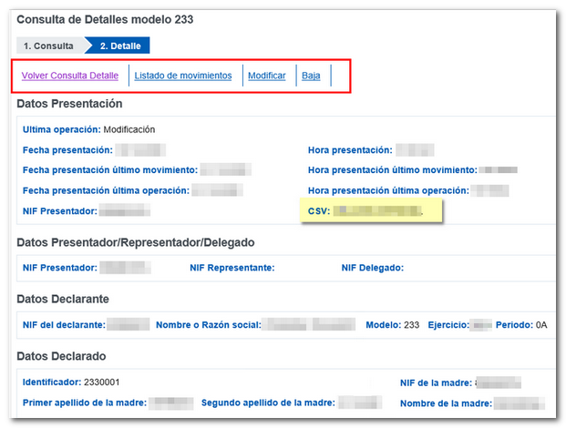 detall registre i opcions disponibles