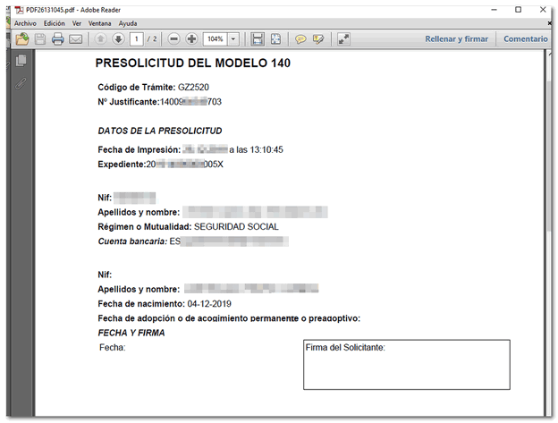 PDF amb la predeclaració del model 140
