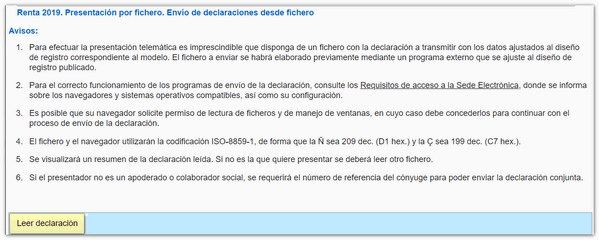 leer fichero declaración