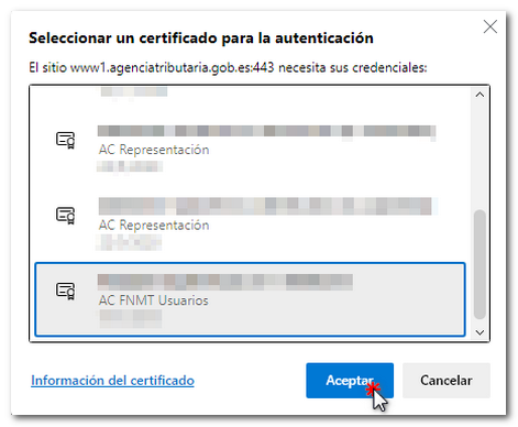 Identification with a certificate/electronic DNI