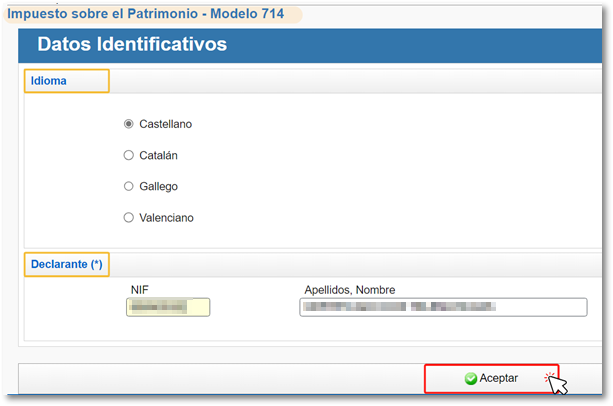 Compruebe datos identificativos