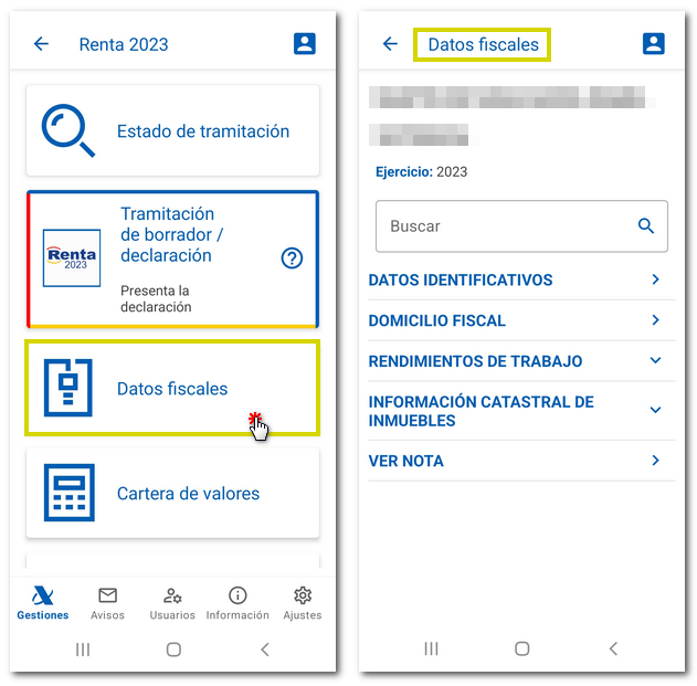 view tax information in the app