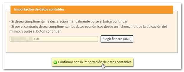 Continue with the import of accounting data