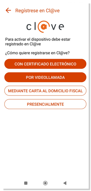 Registration options from the APP