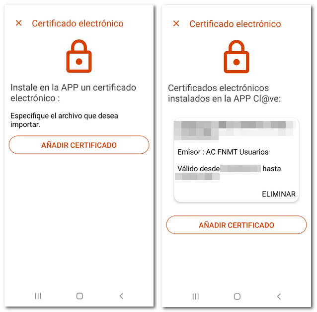 Certificates added in the APP