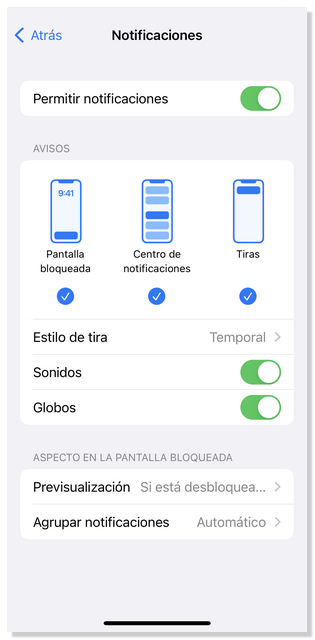 Cl@ve APP iOS settings push notifications