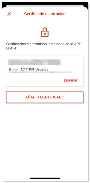 Ajustes certificados APP Cl@ve iOS
