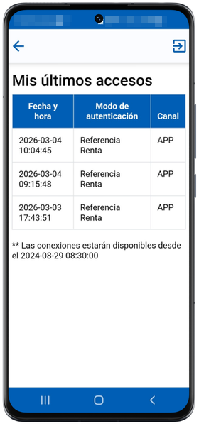 Informaci&oacute;n sobre mis &uacute;ltimos accesos
