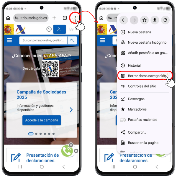 Borrar datos de navegaci&oacute;n