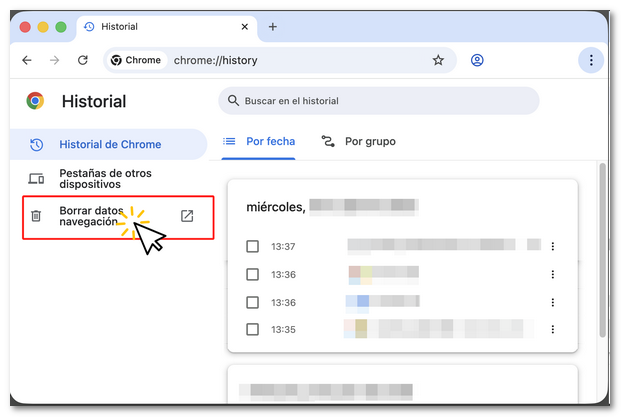Borrar datos de navegaci&oacute;n