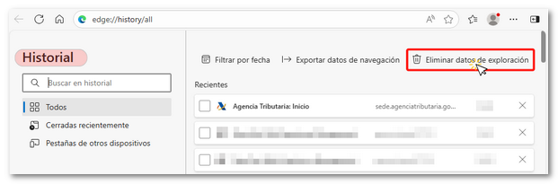 Eliminar datos de exploraci&oacute;n