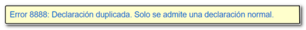 Declaraci&oacute;n duplicada mensaje