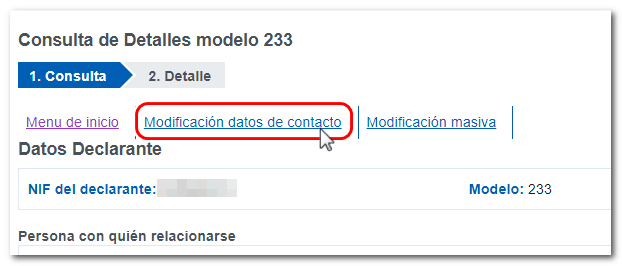 Modificaci&oacute;n datos de contacto
