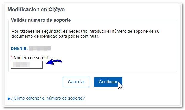 Número de soporte do documento de identidade