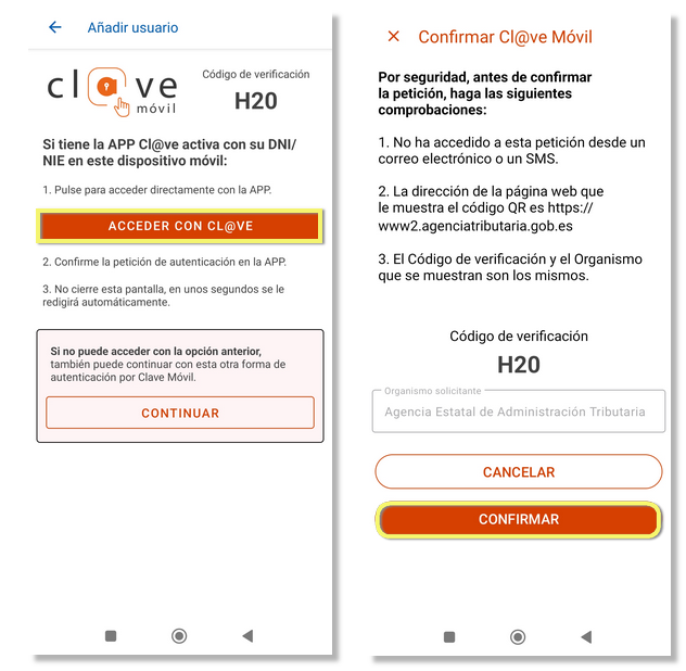 Activación dispositiva app Clave