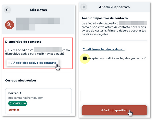 Añadir dispositivo app
