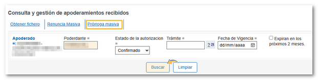 prorroga massiva apoderat