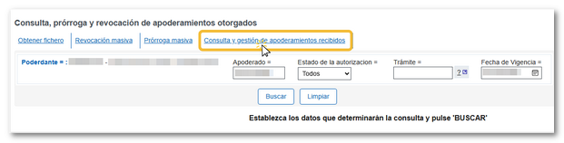 Consulta y gestión de apoderamientos recibidos