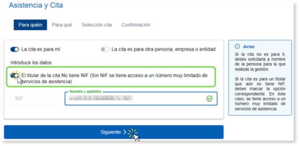 Assistència i cita sense NIF