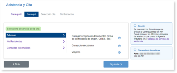servicis amb cita sense NIF