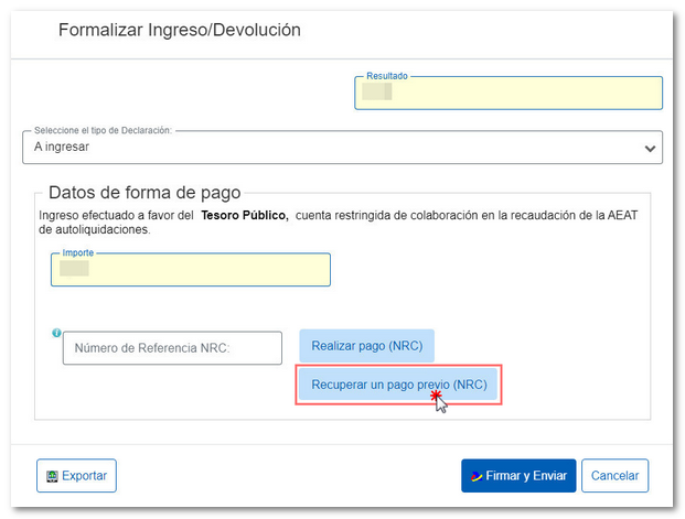 Recuperar pago previo (NRC)
