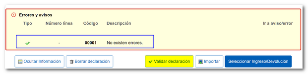 validar sense errors