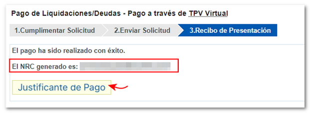 NRC del pago realizado