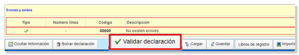 validate declaration button