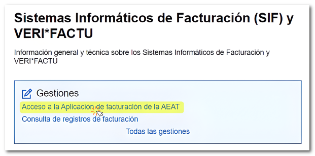Link to access the free AEAT billing application.