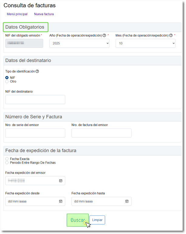 Mandatory data and search