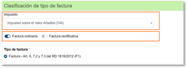 Clasificación de la factura