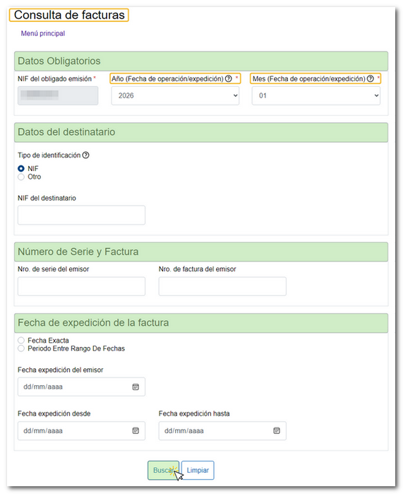 Establece los filtros y Buscar