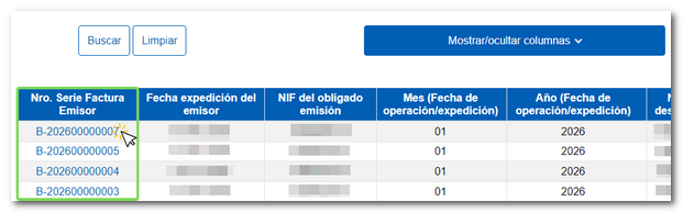 Número Serie Factura Emisor