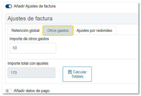 Ajustaments d'unes altres despeses