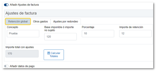 Ajustaments de Retenció global