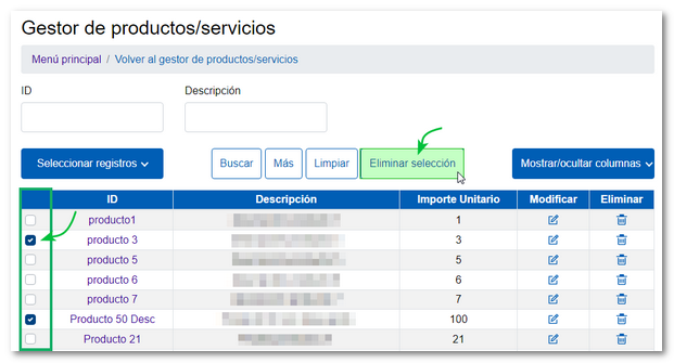 Eliminar seleccionats