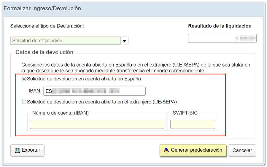 Generar predeclaración