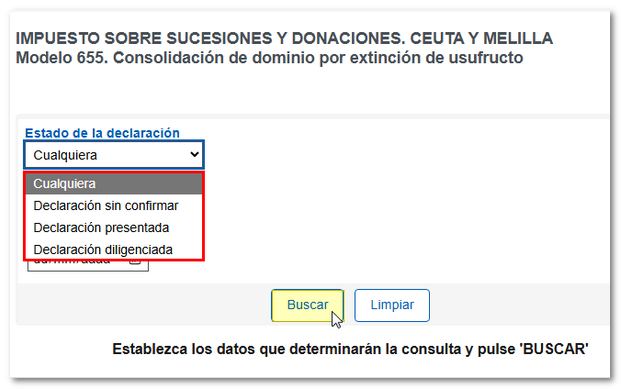 Elegir tipo de consulta