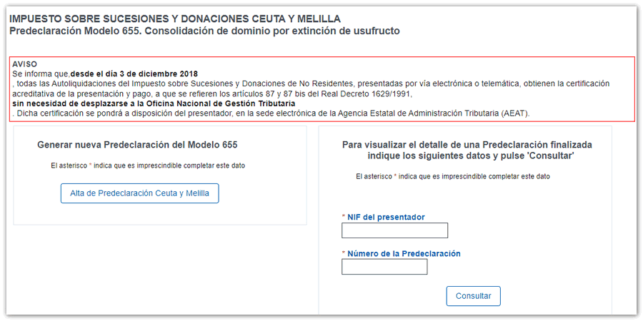 Alta predeclaración