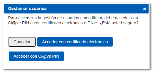 Access with electronic certificate or Cl@ve PIN