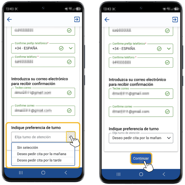Turno de cita, ma&ntilde;ana o tarde