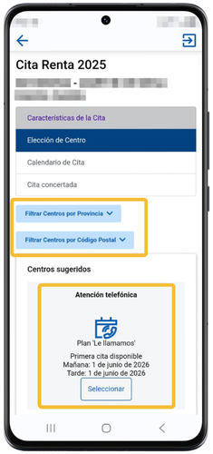Selección de centro