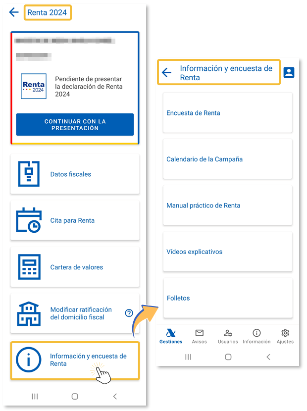 Opciones del bloque Información y encuesta