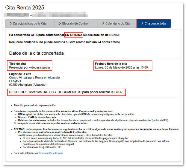 Cita concertada correctament