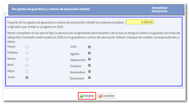 Despeses mesos guarderia