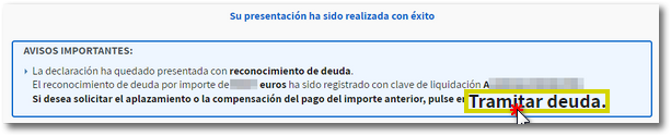 tramitar deuda