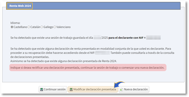 Modificar declaraci&oacute;n