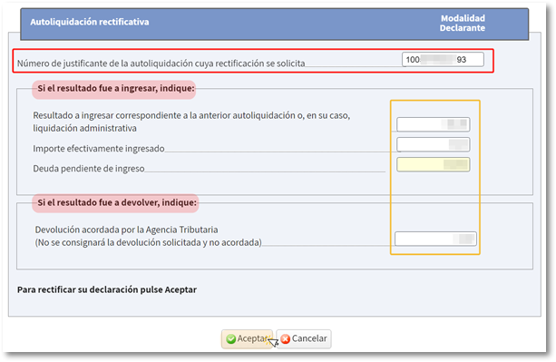 Rectificaci&oacute;n importes