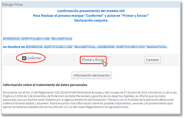 Conforme, firmar y enviar